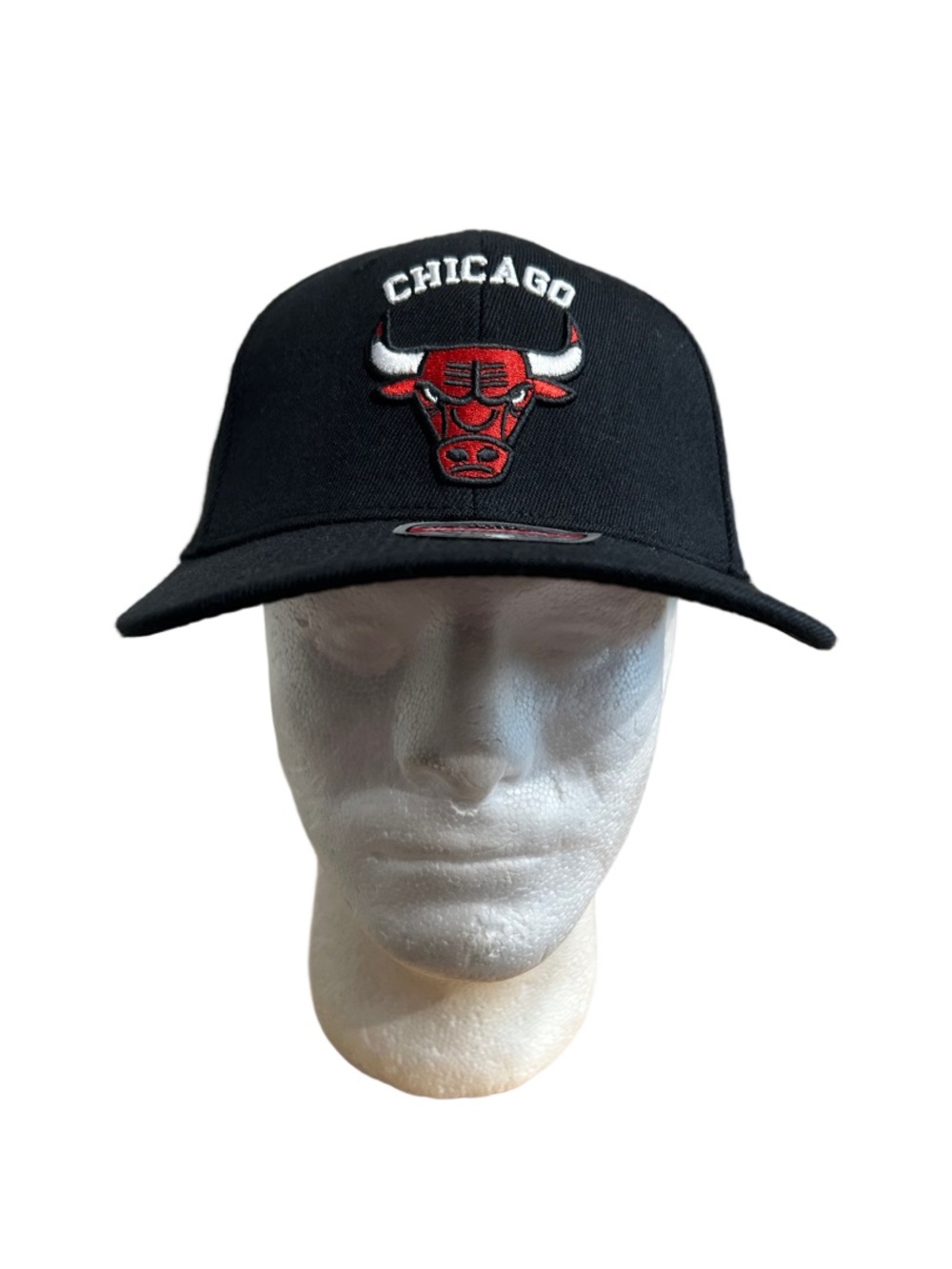 Mitchell & Ness Chicago Bulls Black Hat with Red & White Logo
